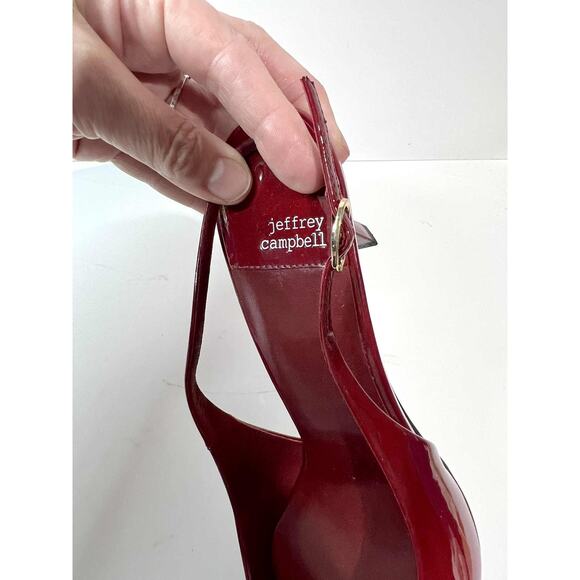 JEFFREY CAMPBELL Size 9.5 Gambol Slingback Pointed Toe Pump In Cherry Red Patent - Picture 8 of 13